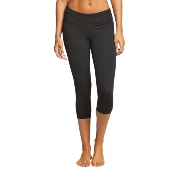 Prana Matte Low Rise Momento Capri Leggings Women's sz S Black Tight - Picture 1 of 11